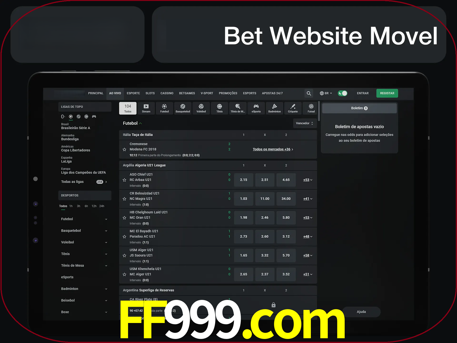 Use nosso website em qualquer dispositivo.